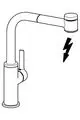 Einhebelmischer Küchenarmatur mit einem Auslauf und einem Hebel zur Steuerung des Wasserflusses. Die Armatur hat ein schlichtes Design und ist in Chromoptik gehalten. Marke: HANSA.